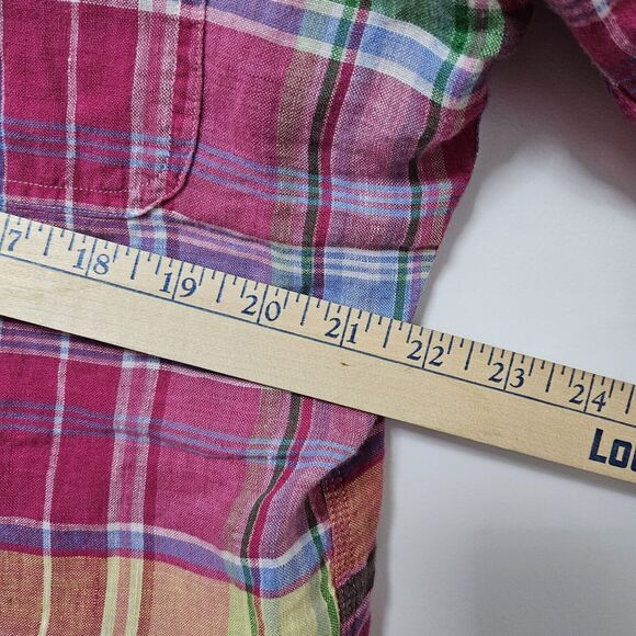 Polo Ralph Lauren Linen Shirt Men's Medium Plaid Colorful Button Up Long Sleeves - Picture 5 of 8